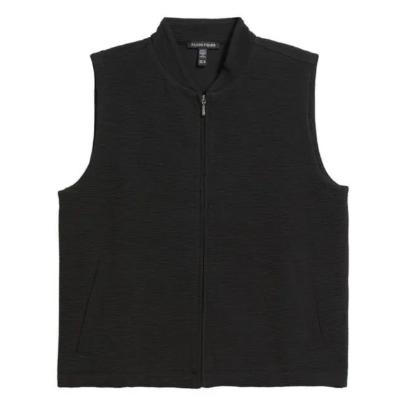 EILEEN FISHER Organic Cotton Blend Vest in Black Size L - Picture 4 of 9